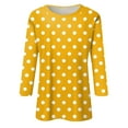thumbnail image 5 of LISTHA 3/4 Length Sleeve Womens Tops Polka Dot Loose Shirts Crewneck Plus Size Spring Blouses Workout Trendy Tunic Tops Yellow XL, 5 of 5