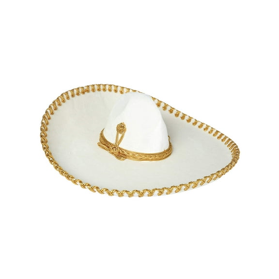 Adult Mexican Charro Hat Velvet Ivory/Gold 600700