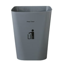 PBPBOX Indoor Plastic Trash Bin Grey Garbage Can for Home Use