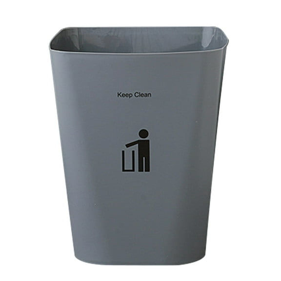 PBPBOX Indoor Plastic Trash Bin Grey Garbage Can for Home Use