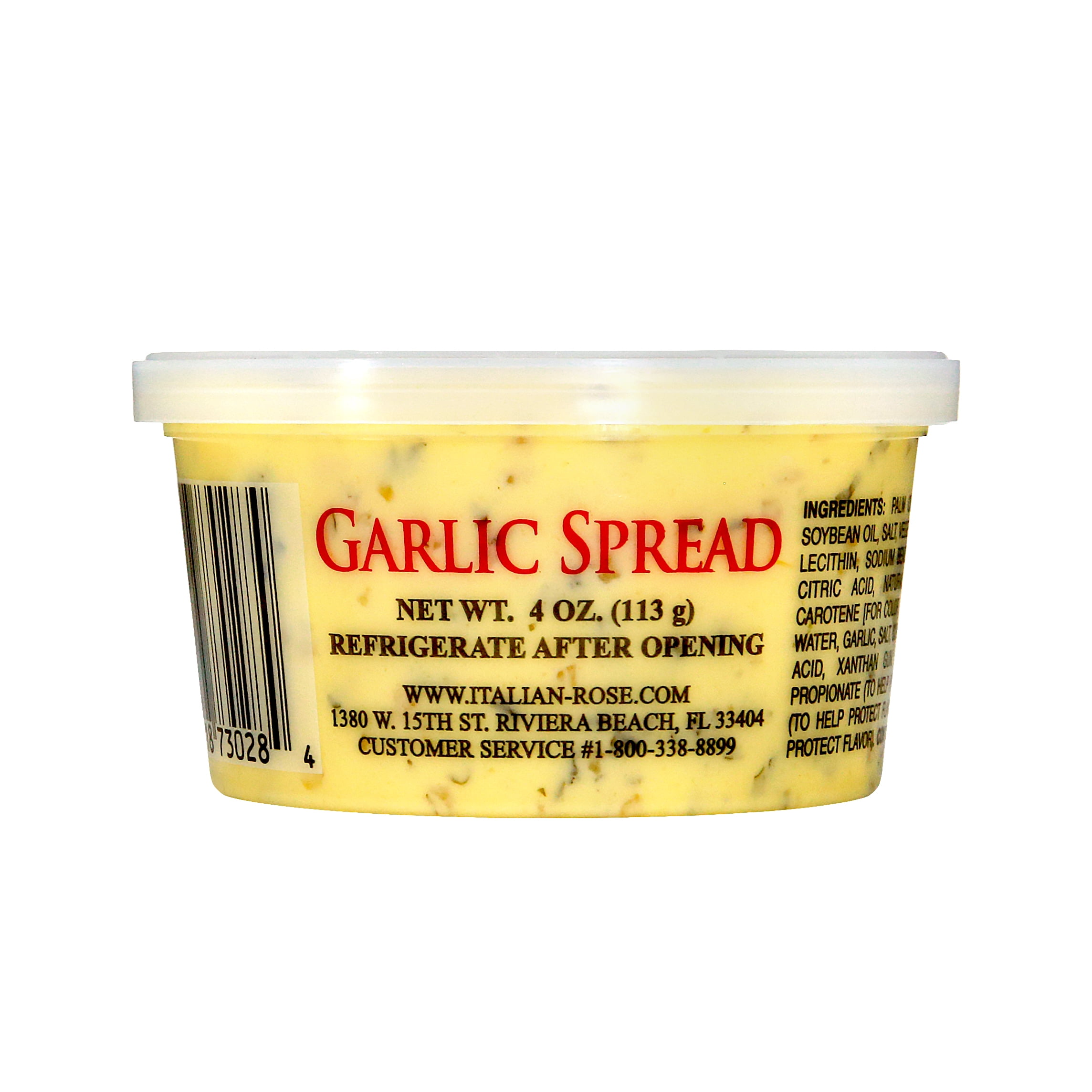Italian Rose Gluten-Free Garlic Spread, 4 oz, Shelf-Stable, Contains Soy, Milk