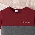thumbnail image 5 of WUANDIXFA Toddler Kid Boy Clothes Colorblock Letter Graphic Tee Shorts 2PC Summer Outfit Set (Wine, 2-3 Years), 5 of 7