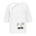 thumbnail image 4 of Womens Tunic Tops V Neck Casual Loose 3/4 Sleeve Shirts Dressy Cotton Linen Blouses Tops Overiszed T Shirts, 4 of 4