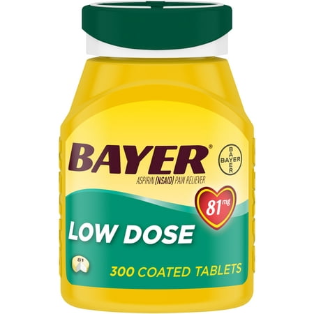 Aspirin Regimen Bayer Low Dose Pain Reliever Enteric Coated Tablets, 81mg, 300 Ct