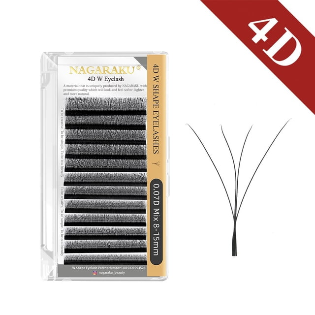 NAGARAKU Floración automática Forma de W Floración 3D 4D 5D 6D Ventiladores prefabricados Extensiones de pestañas Luz suave natural Pestañas individuales Dengxun unisex
