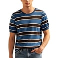 thumbnail image 2 of Striped T Shirts for Man Summer Short Sleeve Crewneck Relaxed Fit Color Block Casual Tee Shirt Streetwear, 2 of 5