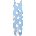thumbnail image 4 of Ruyang Toddler Girls Bunny Printed Overall Jumpsuit My First Easter Outfit Baby Sleeveless Spaghetti Strap Romper Summer Clothes, 4 of 5