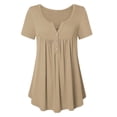 thumbnail image 5 of Womens Summer Tops Ndbuld Women's Tunic Summer Short Sleeve Top Loose V Neck Dressy Shirt Blouse ,Beige,XL, 5 of 7