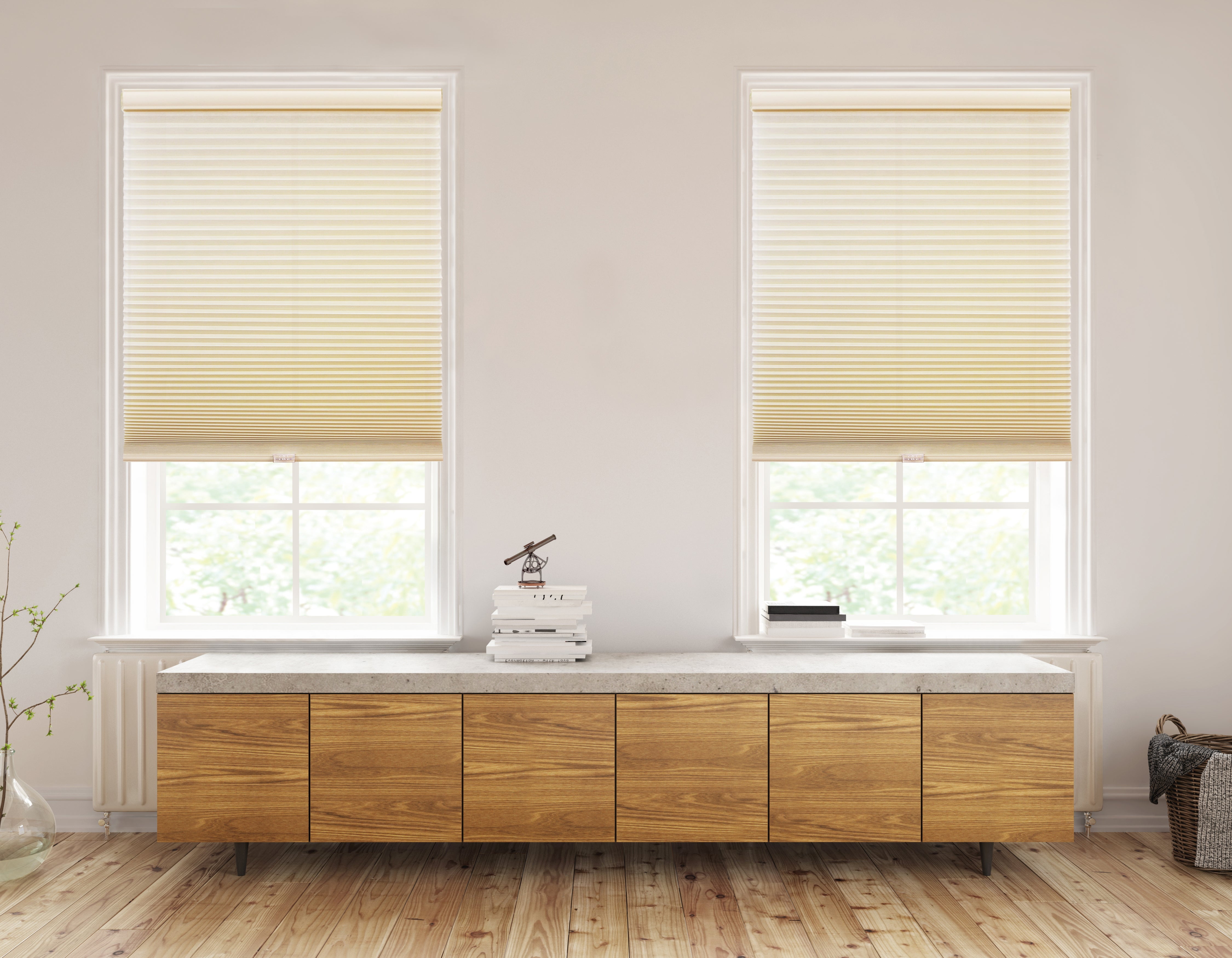 Lumi Cordless Light Filtering Cellular POSH Ivory Polyester Honeycomb Shades, 30 in x 72 in
