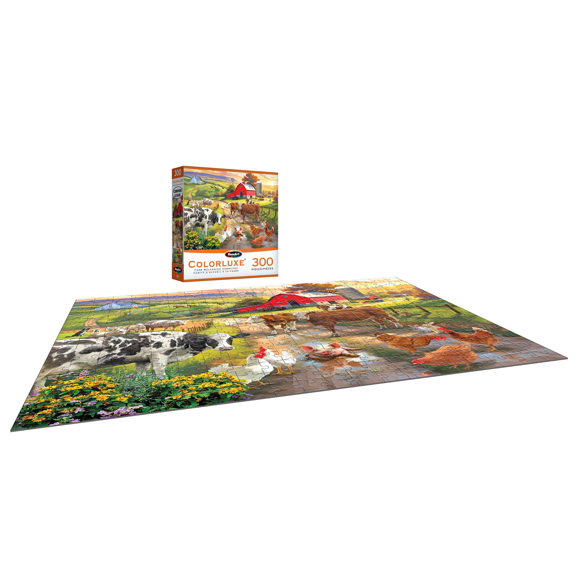RoseArt Colorluxe 300-Piece Farm Welcoming Committee Adult Interlocking Jigsaw Puzzle