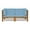 Teak/Blue, variant on Keith Outdoor Acacia Wood Loveseat with Cushions, Gray and White