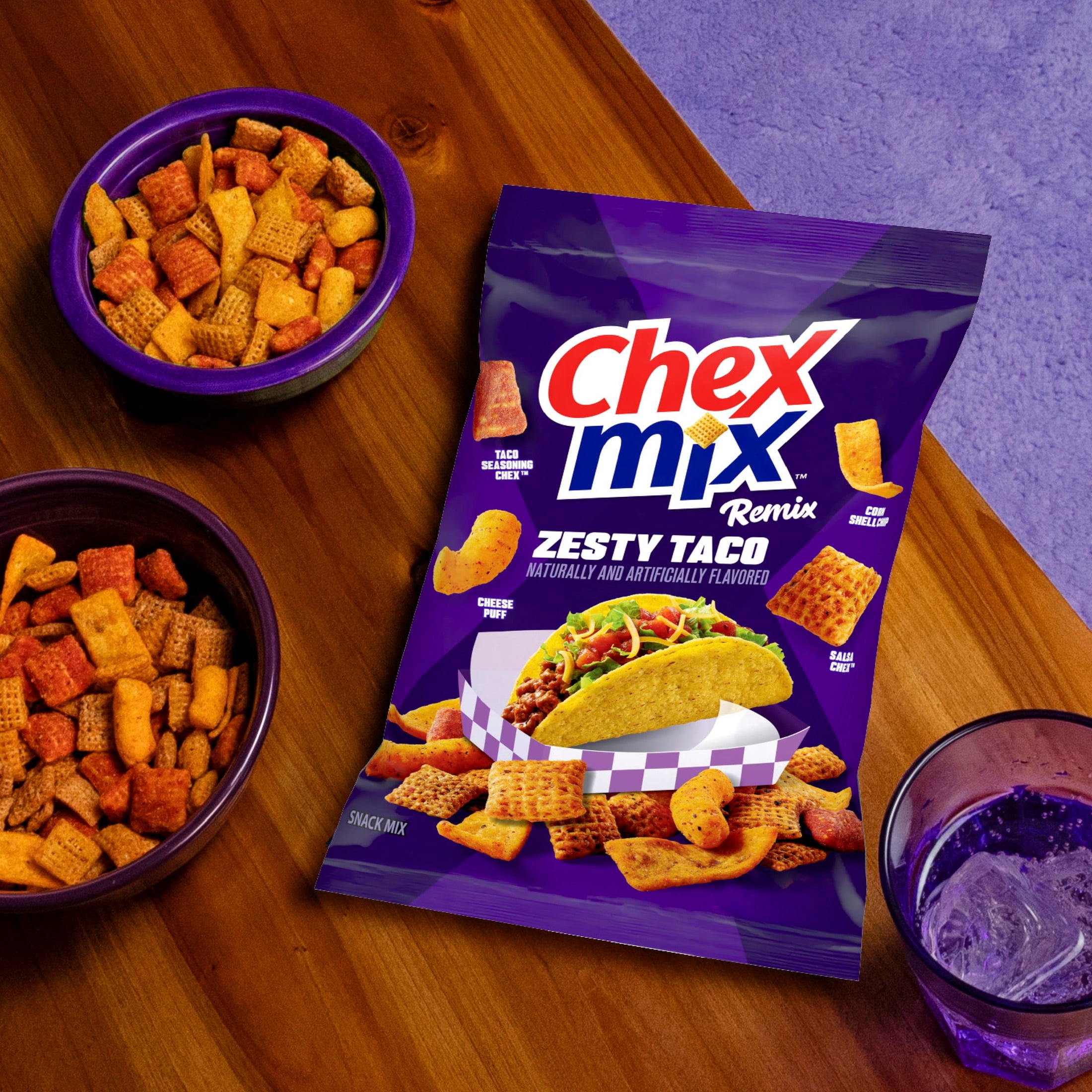 Chex Mix Remix Zesty Taco Savory Snack Mix, Snack Bag, Family Size, 11 oz
