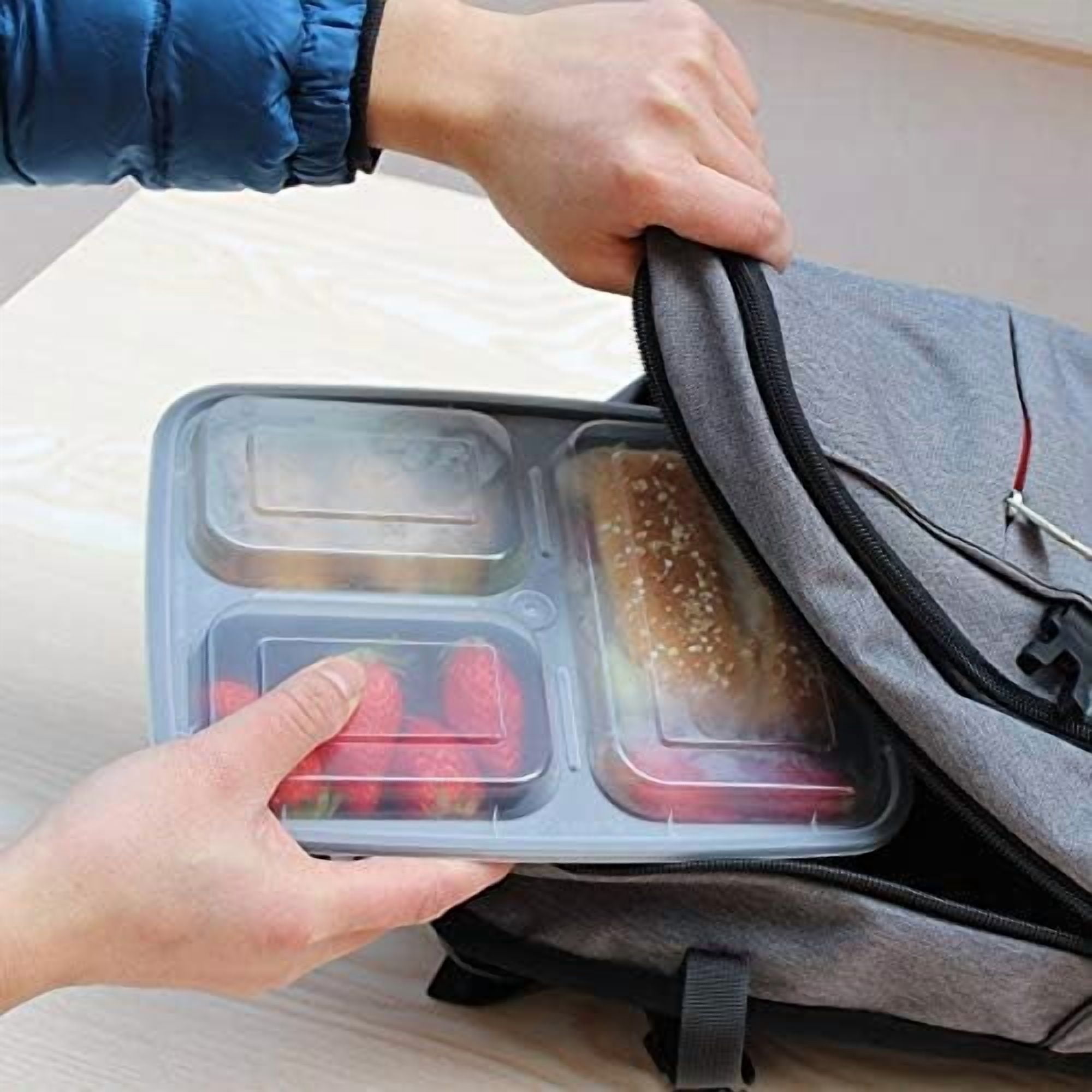 Meal Prep Container 20 Pack 3 Compartments with Lids Food Storage Bento Box BPA Free/Reusable/Stackable Lunch Planning, Microwave/Freezer/Dishwasher Safe, Portion Control 36oz