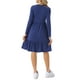 thumbnail image 3 of Vestido casual babydoll para mujer INSPIRE CHIC con bolsillos, de manga larga, cuello redondo, con volantes, en línea A, fluido, talla L, azul oscuro, 3 of 5