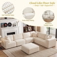 thumbnail image 5 of Eclife 7-Seat Modular Corduroy Sectional Sofa, Upholstered Accent Seating with Ergonomic Support, No Assembly, Beige, 5 of 11