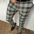 thumbnail image 2 of YUIVH Men's Relaxed Fit Stretch Cargo Pant Casual Plaid Print Party Suit Pants Feet Pants With Pockets Daily Versatile Leisure Pants, 2 of 8
