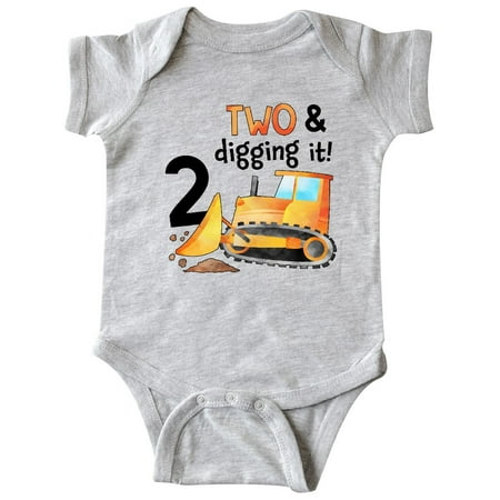 

Inktastic Two and Digging It Bulldozer 2nd Birthday Gift Baby Boy or Baby Girl Bodysuit