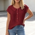 thumbnail image 4 of Maplenight Cotton Blouses for Women Short Sleeve Collard Tops Regular Fit Button Casual Vacation Beach Summer Tops, 4 of 7