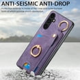 thumbnail image 6 of Allytech Wallet Case for Samsung Galaxy A14 5G, Support Car Mount, Luxury PU Leather Shockproof Anti-Fall 360° Finger Ring Stand Rotatable Kickstand Case with Magnetic Snap & Card Slots - Purple, 6 of 8