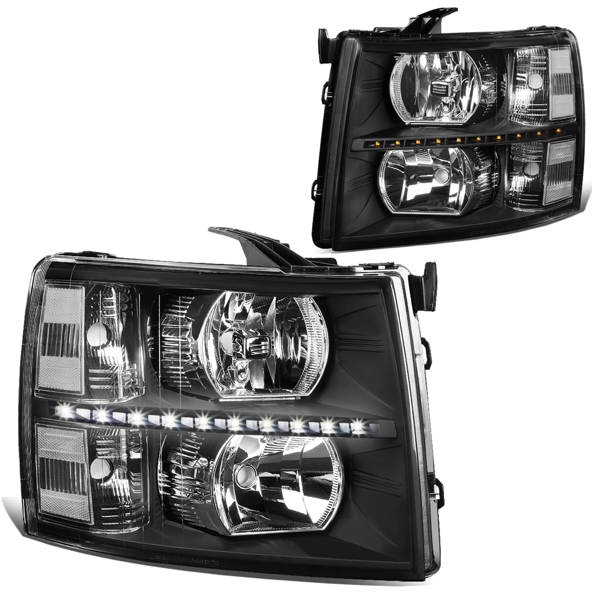 Headlight LED Strip Running Light Clear Len Kit for 14-15 Chevy Silverado 1500 