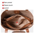 thumbnail image 5 of Genuine Leather Cowhide Tote Bag, Women's Retro Woven Bucket Purse with Pouch, 5 of 6