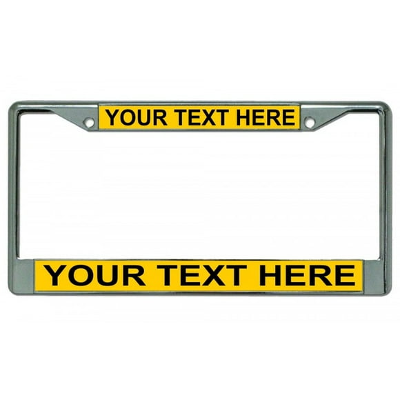 Custom Personalized Yellow Background Chrome Frame