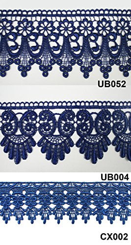 Royal Blue Altotux 2 Embroidered Floral Scalloped Venice Lace Trim Victorian Guipure Sewing Supplies By Yard