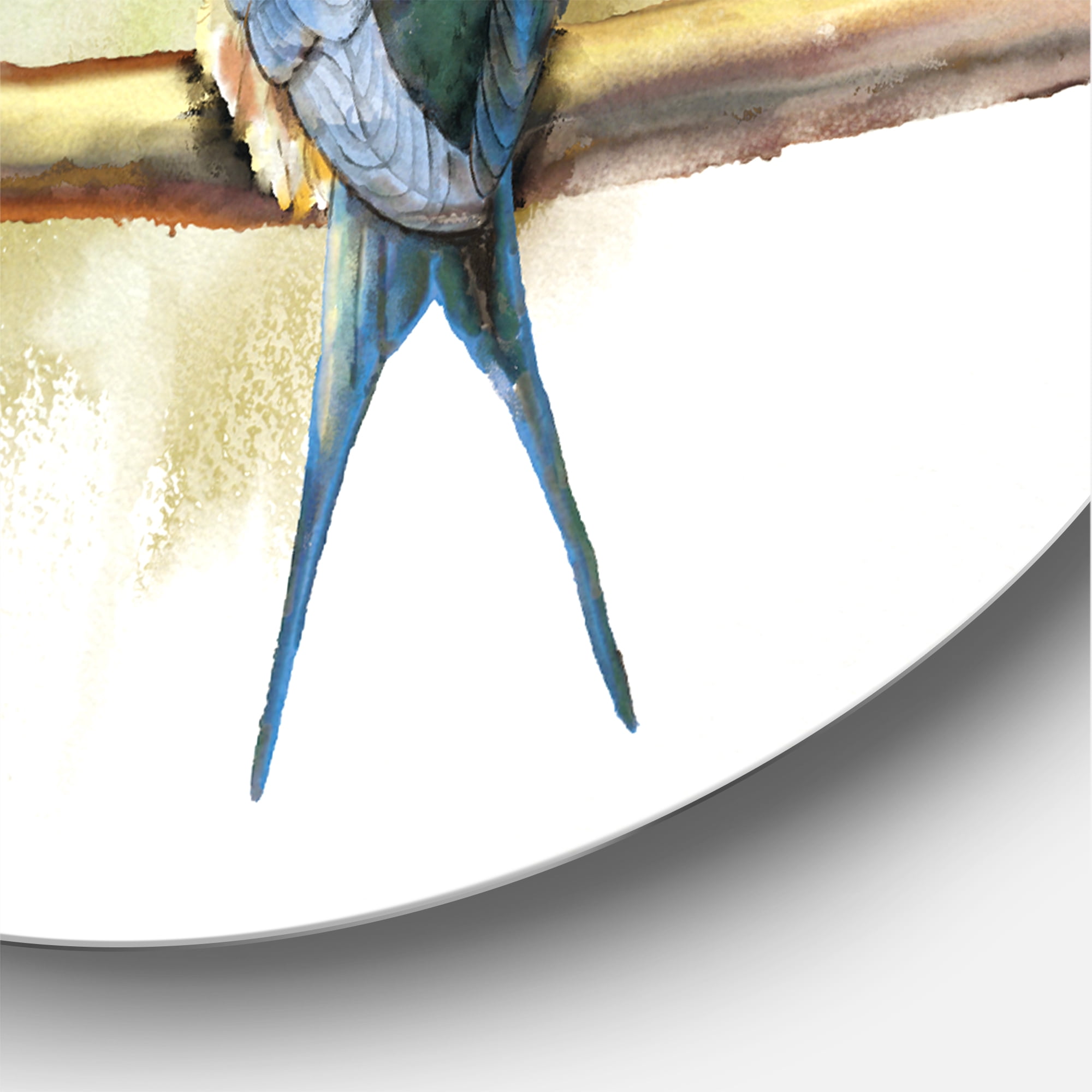 Designart 'Two Barn Swallows Birds On Branch' Farmhouse Circle Metal Wall Art 11x11 - Disc of 11
