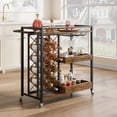 thumbnail image 2 of Bar Cart, 3 Tier Bar Carts, Home Bar & Serving Carts, Rolling Bar Cart with Wheels, Drink Cart with Wine Rack & Wine Glass Holder Up to 24, for Kitchen and Living Room, Easy Assembly, 2 of 9