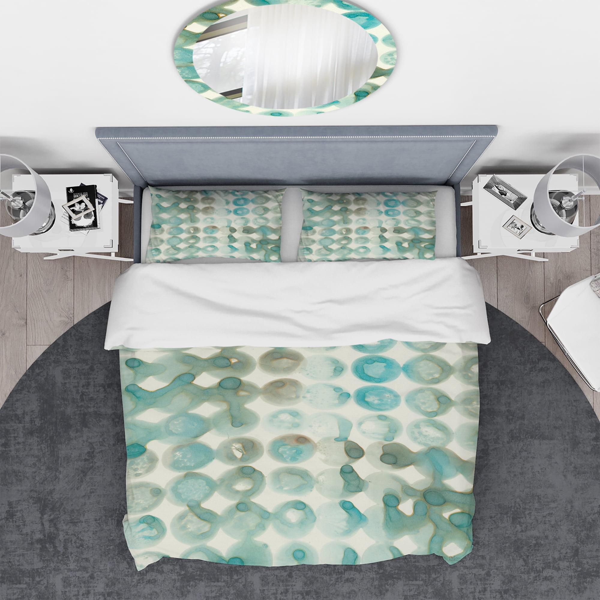 Designart 'Turquoise Watercolor geometrical I' Geometric Duvet Cover Set