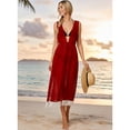 thumbnail image 3 of HAPPY BAY Women's Chiffon Summer Beach Open Front Lightweight Beachwear Duster Kimono Cardigan for Women M-L Red_AB883, 3 of 5