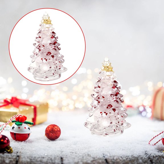 Clearance Under $5 Crystal Christmas Tree Figurine 3.5in Resin Aquamarine Holiday Gift Box Decor