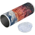 thumbnail image 5 of Zion National Park 20 Oz Skinny Tumbler, Panoramic Picture of Rocky Canyon at Sunset, Leak-Proof Straw Lid and Brush Vacuum Insulated for Outdoor Use, Coral Sky Blue, 5 of 6