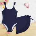 thumbnail image 4 of gcong Girl Swimsuit One Piece Girls Solid Color Bathing Suit Adjustable Strap Ruffle Swimwear with Cover Up, 4 of 8