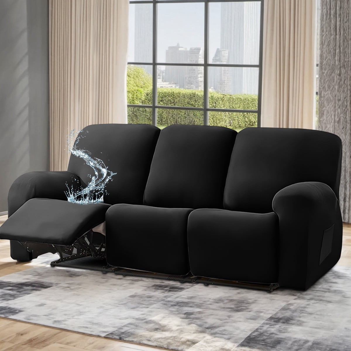 Solennerer Waterproof Recliner Loveseat Cover,Stretch Reclining Sofa Covers with Pockets,Washable Lazy Boy Recliner Slipcovers,Leakproof Couch Protector for Kids, Pets, Dog and Cat