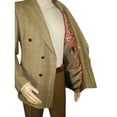 thumbnail image 5 of Men's Mono Double Breasted Blazer Super 180s Wool 1523-05 Camel Brown Plaid, 5 of 8