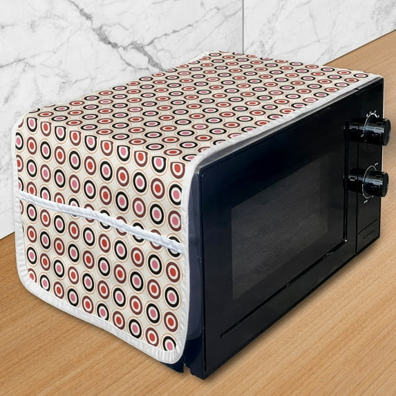 Retro Microwave Oven Cover, Nostalgic Old Fashioned Polka Dots Inner Circles Colorful Geometrical Concept, Water Resistant Organizer with Pockets for Kitchen, 36" x 12", Multicolor, by Ambesonne