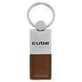 thumbnail image 1 of Nissan Cube Duo Rectangular Leather Key Chain (Brown), 1 of 2