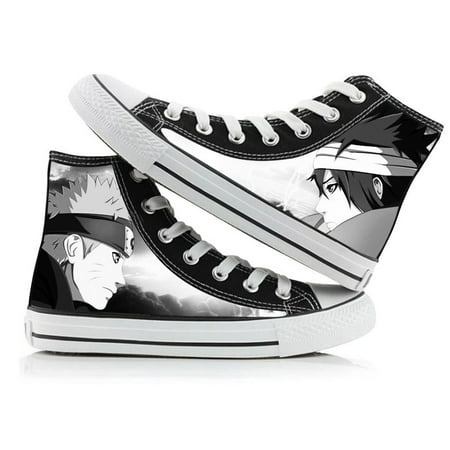 

3D Printed Anime Naruto Akatsuki Novelty Canvas Shoes for Kids Teens Adults Cartoon Itachi Sasuke Kakashi Lace up High Top Walking Running Unisex Shoes