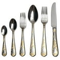 thumbnail image 2 of 75-Pc Luxury Flatware Set for 12 w/ Storage Case 24K Gold Premium Dining Cutlery Service - 18/10 Surgical Stainless Steel Silverware Hostess Serving Set in a Chest, 2 of 5