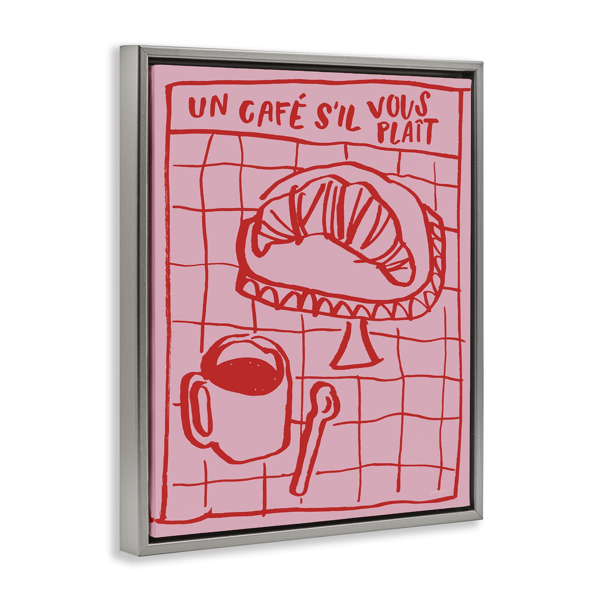 Stupell Industries Cafe Brunch Doodles Gray Framed Floater Canvas Wall Art, design by Jenaya Jackson