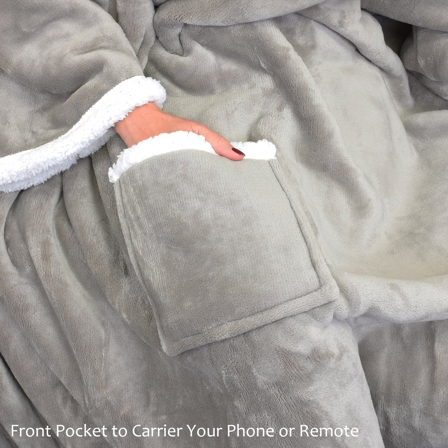 Catalonia Wearable TV Blanket with Sleeves Arms Warm Micro Plush Sherpa Fleece for Adult Large Wrap Throw Robe 72 x 55”