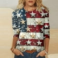 thumbnail image 2 of Lkhaha Tops for Women Trendy Fashion Casual Independence Day Printed Cropped Sleeve Clothes 2026 Blue 2XL, 2 of 5