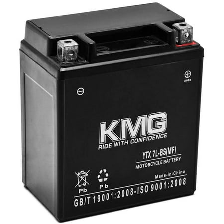 KMG 12V Battery for Honda 250 CMX250C Rebel 1996-2011 YTX7L-BS Sealed Maintenace Free Battery High Performance 12V SMF Replacement Powersport