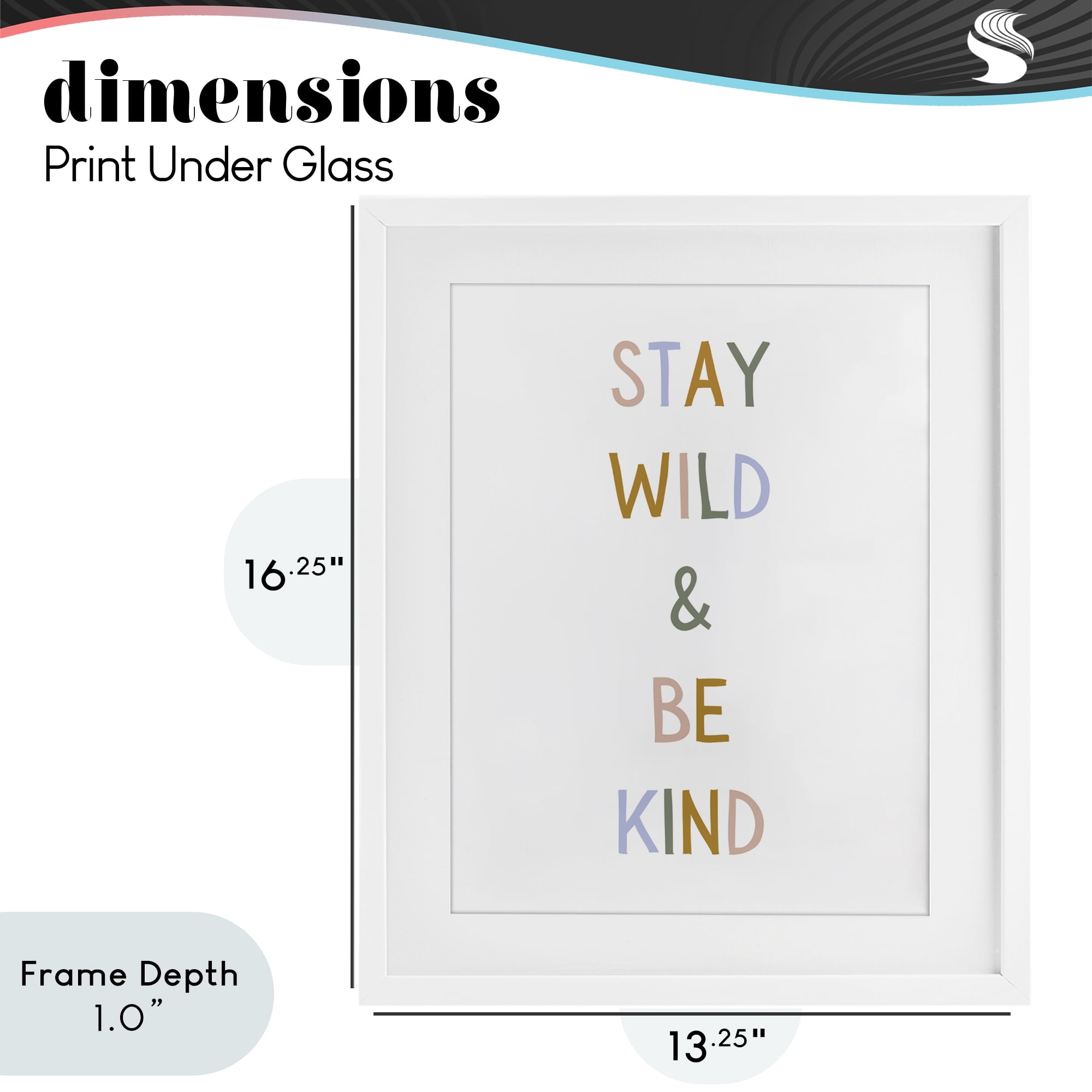 Stupell Industries Stay Wild Be Kind White Framed Print Under Glass, design by Katie Griggs