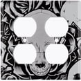 thumbnail image 3 of Metal Light Switch Plate Outlet Cover Skull Rose Flower Gray SKL001, 3 of 13