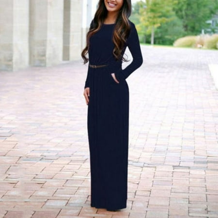 Boho Womens Long Sleeve Maxi Dress Evening Cocktail Party Summer Beach Ballgown Casual