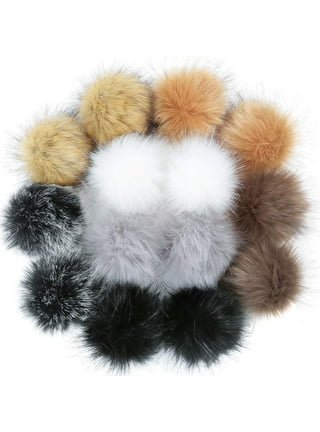  14 Pieces Faux Fur Pom Pom Balls for Hats DIY Faux Fur