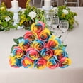 thumbnail image 4 of Set de rosas artificiales | 16pcs Flores de tela de seda con tallos largos | Ramo de flores falsas Real Touch | Multicolor para decoración de jardín de fiesta de boda en el hogar | 20.47" de alto, 4 of 6