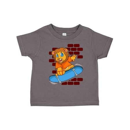 

Inktastic Skateboarding Lion Cute Skater Gift Toddler Boy or Toddler Girl T-Shirt